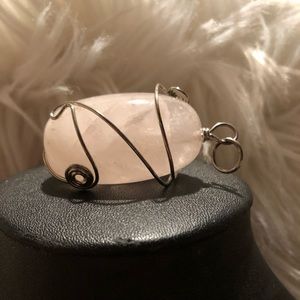 ❌SOLD❌ GENUINE Rose Quartz/Silver LARGE Pendant